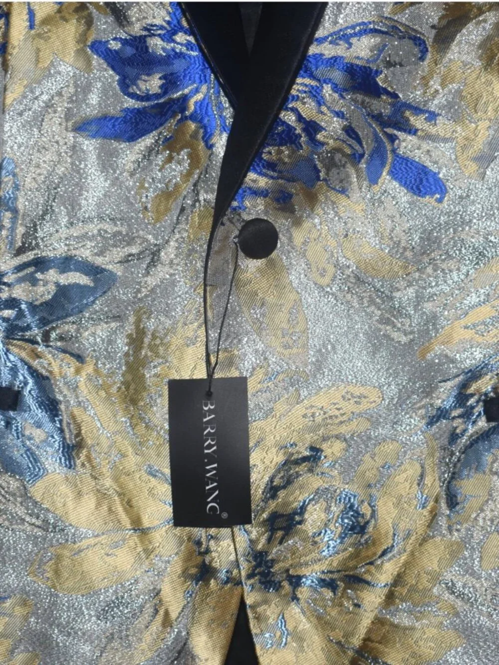 Barry Wang Metallic Floral jacquard Blazer Jacket Evening Wedding Party L